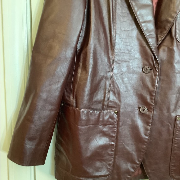 Vintage Womens Etienne Aigner Classic Brown Leather Blazer-size 10 - Picture 3 of 10